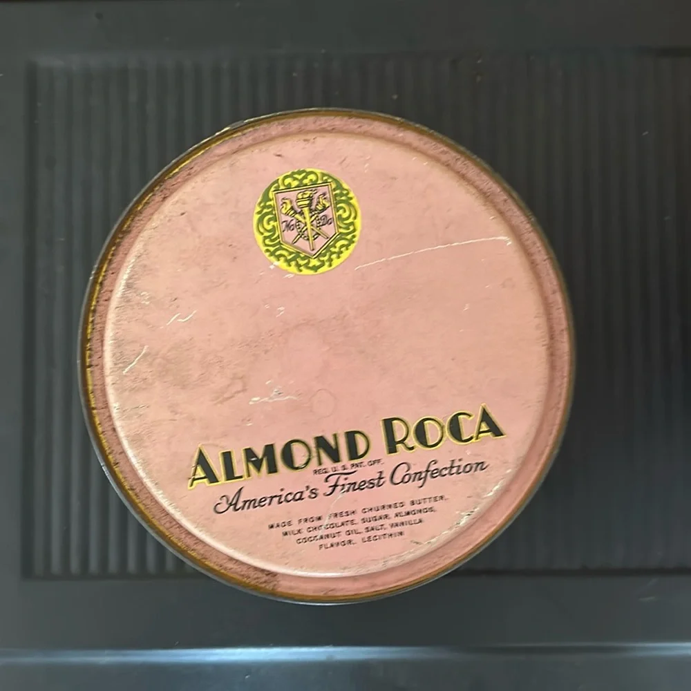 💜💜 Vintage Almond Roca Metal Container Made in the USA